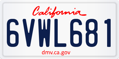 CA license plate 6VWL681