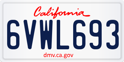 CA license plate 6VWL693