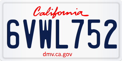 CA license plate 6VWL752