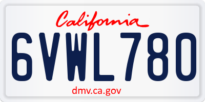 CA license plate 6VWL780