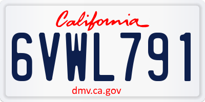 CA license plate 6VWL791