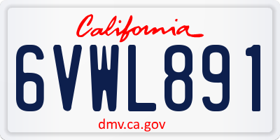 CA license plate 6VWL891