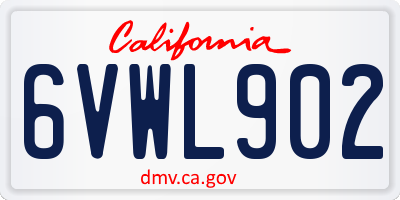 CA license plate 6VWL902