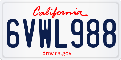 CA license plate 6VWL988