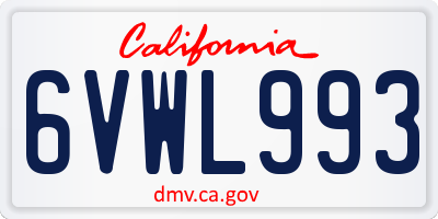 CA license plate 6VWL993
