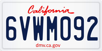 CA license plate 6VWM092