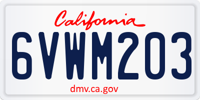 CA license plate 6VWM203