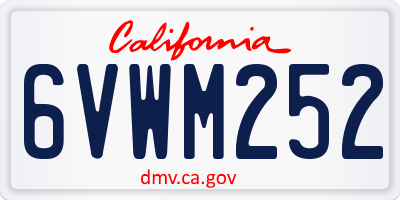 CA license plate 6VWM252