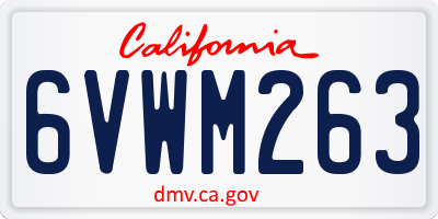 CA license plate 6VWM263