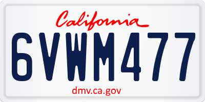 CA license plate 6VWM477