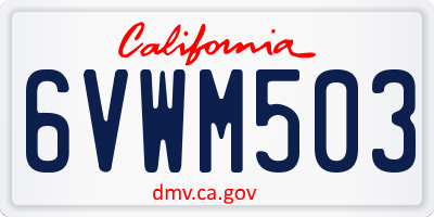 CA license plate 6VWM503