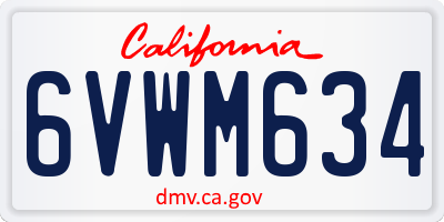 CA license plate 6VWM634