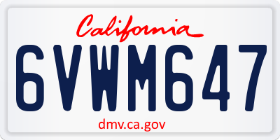 CA license plate 6VWM647