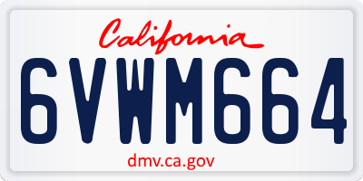 CA license plate 6VWM664