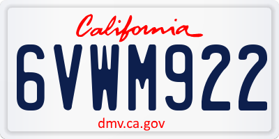 CA license plate 6VWM922