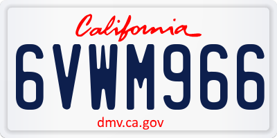 CA license plate 6VWM966