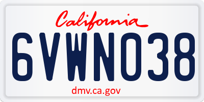 CA license plate 6VWN038