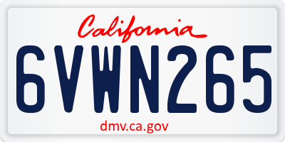 CA license plate 6VWN265