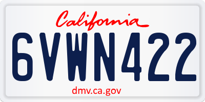 CA license plate 6VWN422