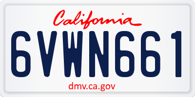 CA license plate 6VWN661