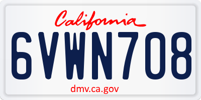 CA license plate 6VWN708