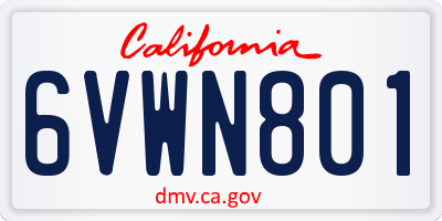 CA license plate 6VWN801