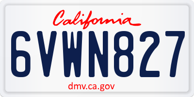 CA license plate 6VWN827
