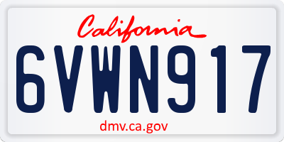 CA license plate 6VWN917