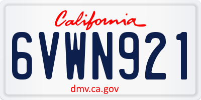 CA license plate 6VWN921
