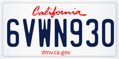 CA license plate 6VWN930