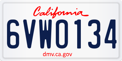CA license plate 6VWO134