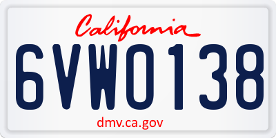 CA license plate 6VWO138