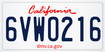 CA license plate 6VWO216