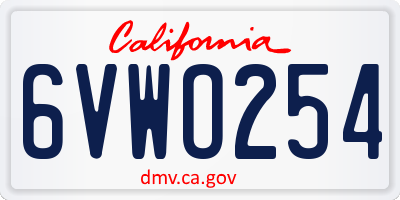 CA license plate 6VWO254
