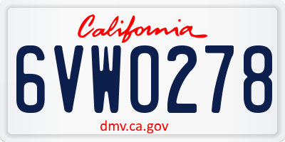 CA license plate 6VWO278
