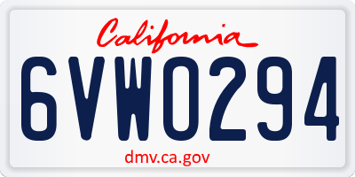 CA license plate 6VWO294