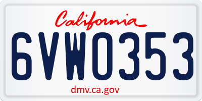 CA license plate 6VWO353