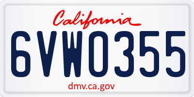 CA license plate 6VWO355
