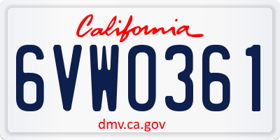 CA license plate 6VWO361