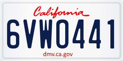 CA license plate 6VWO441