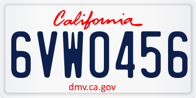 CA license plate 6VWO456