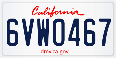 CA license plate 6VWO467