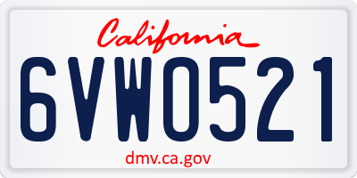 CA license plate 6VWO521