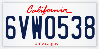CA license plate 6VWO538