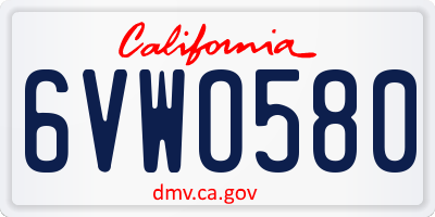 CA license plate 6VWO580