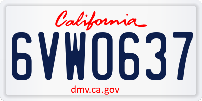 CA license plate 6VWO637