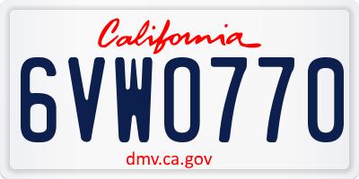 CA license plate 6VWO770