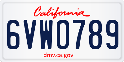 CA license plate 6VWO789