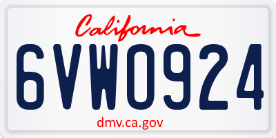 CA license plate 6VWO924