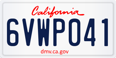 CA license plate 6VWP041